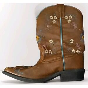 Shyanne Girls 4 Brown Floral Embroidered Western Cowboy Boots 41430